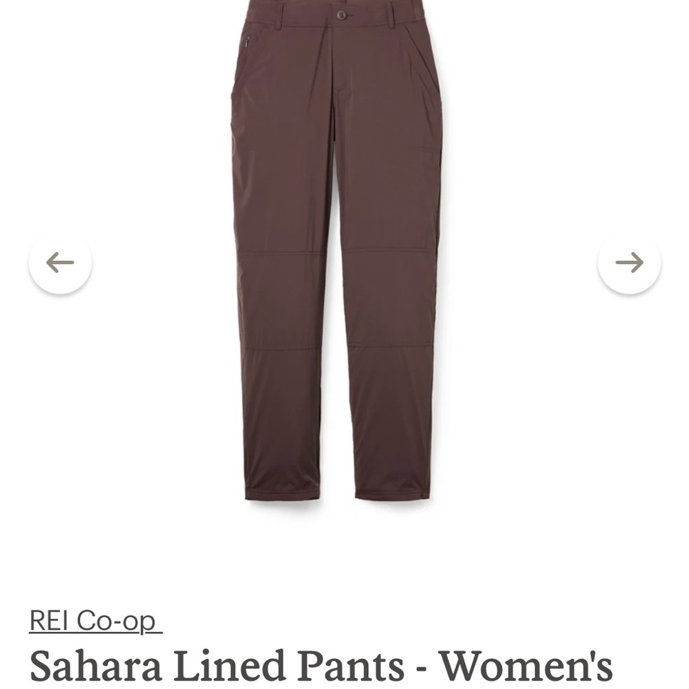 NWT REI sahara lined pants brown womens size 10 fleece 3243